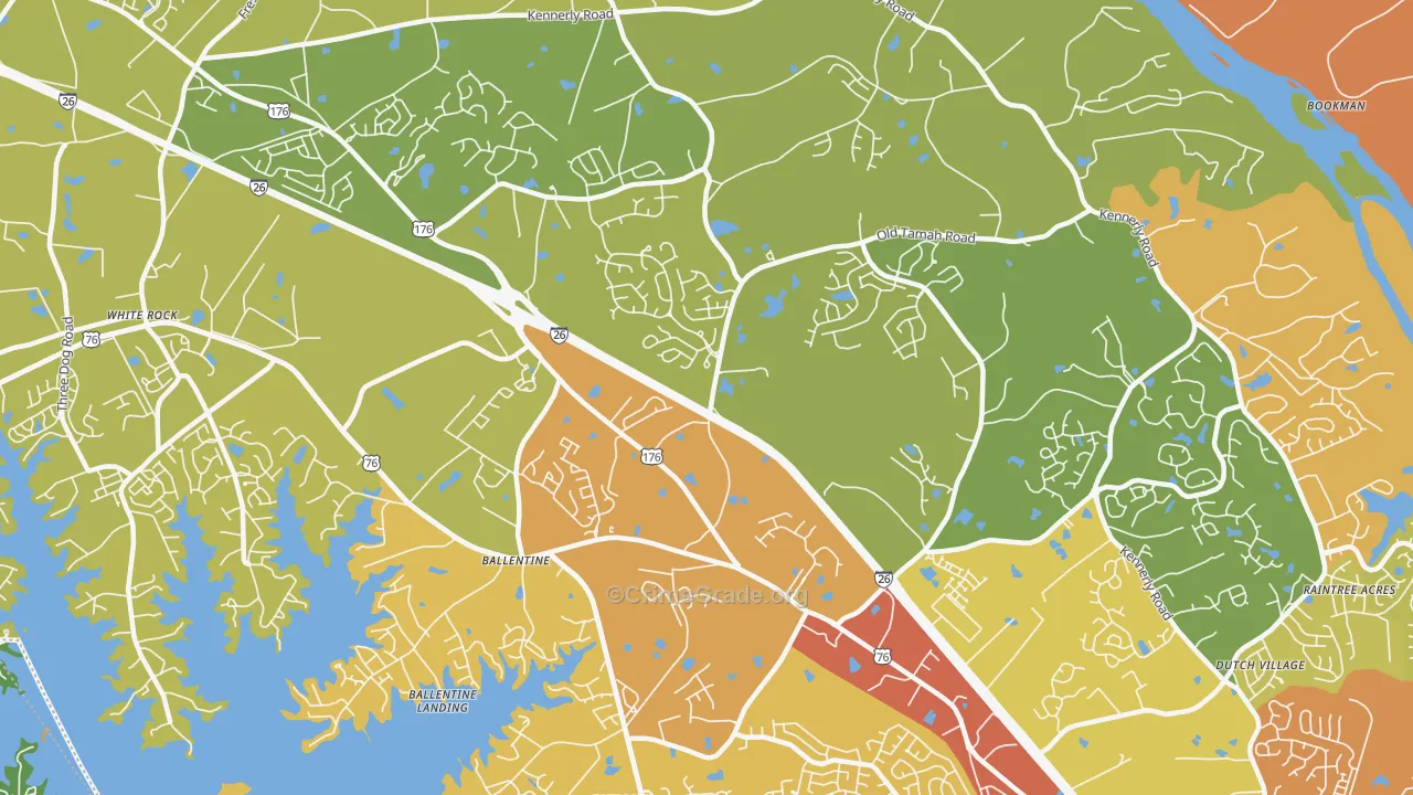 Ballentine, SC Map of Vehicle Theft Rates