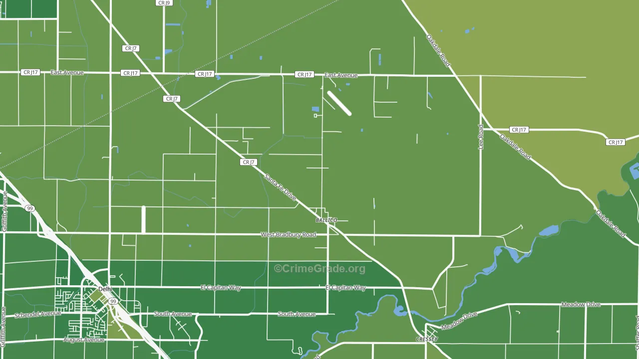 Ballico, CA Map of Vehicle Theft Rates