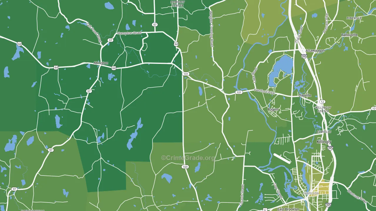 Ballouville, CT Map of Vehicle Theft Rates