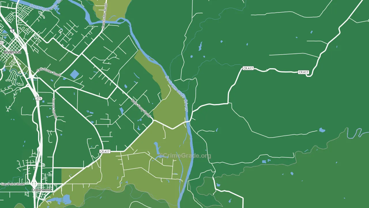 Balls Ferry, CA Map of Vehicle Theft Rates