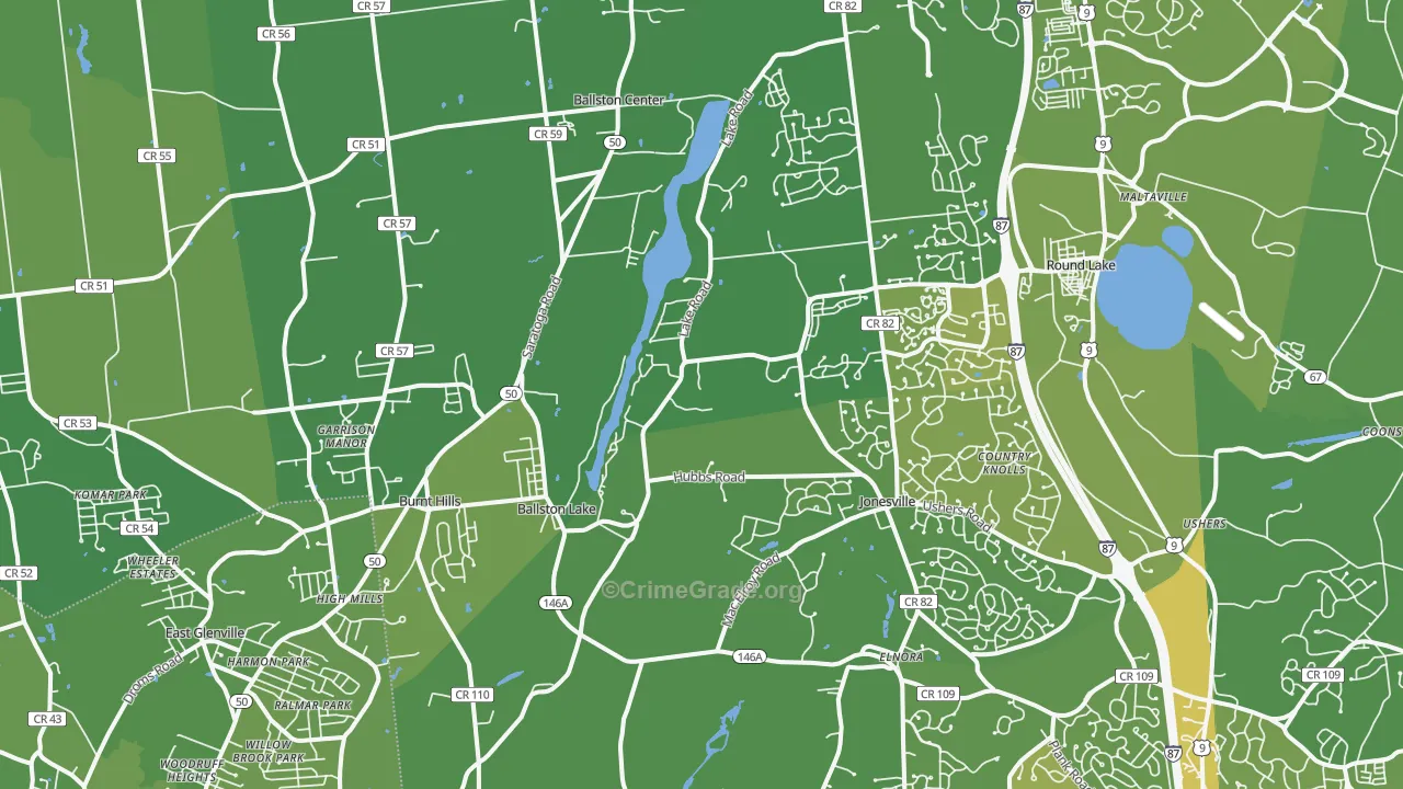 Ballston Lake, NY Map of Vehicle Theft Rates