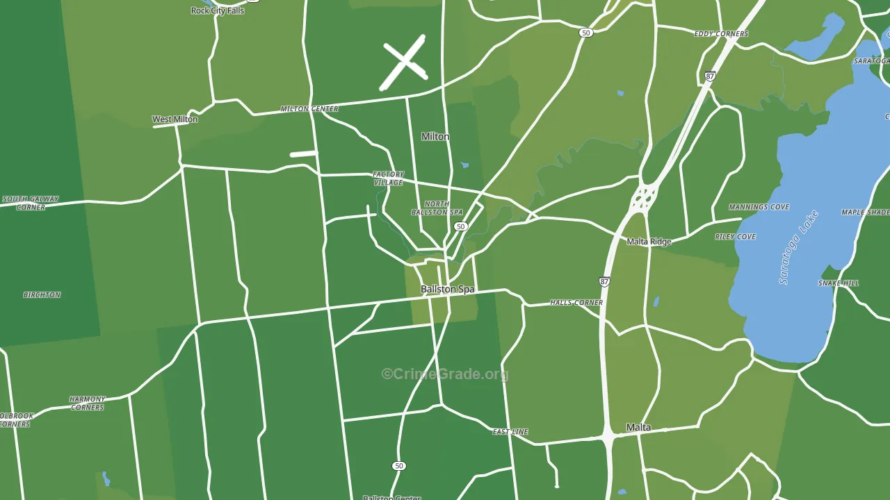 Ballston Spa, NY Map of Vehicle Theft Rates