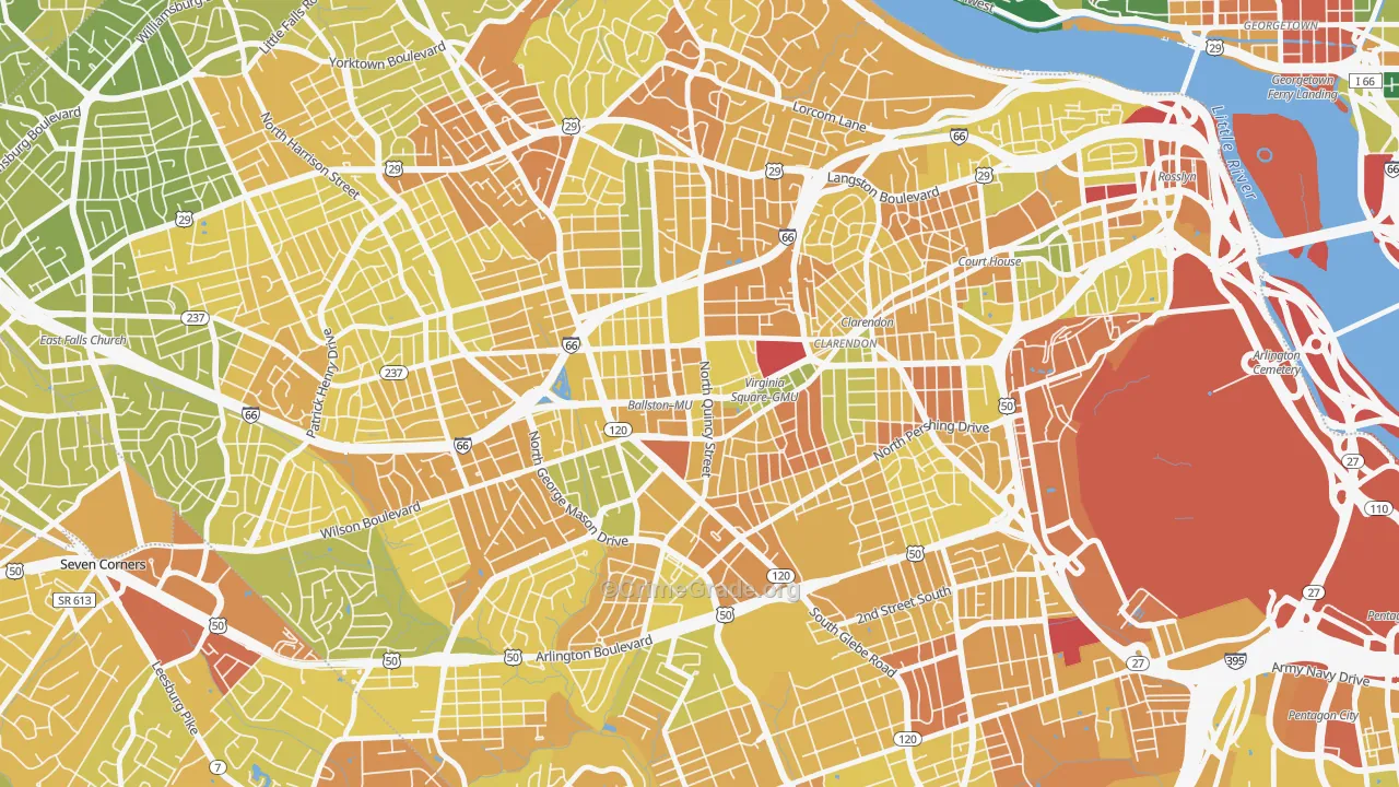 Ballston-Virginia Square, Arlington, VA Map of Vehicle Theft Rates