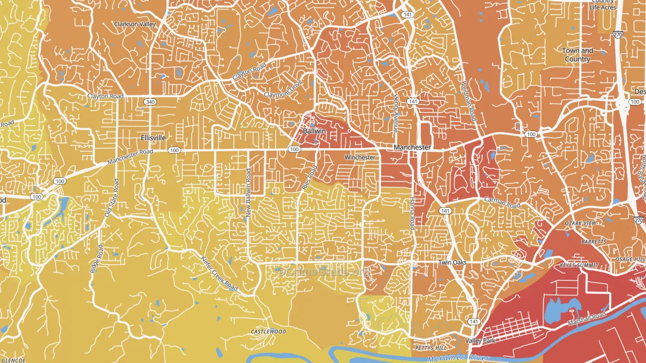 Ballwin, MO Map of Vehicle Theft Rates