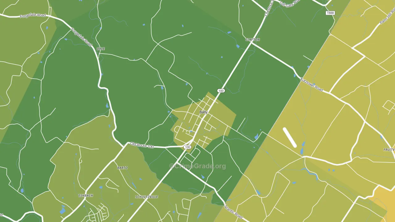 Bally, PA Map of Vehicle Theft Rates