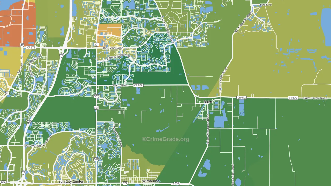 Balm, FL Map of Vehicle Theft Rates