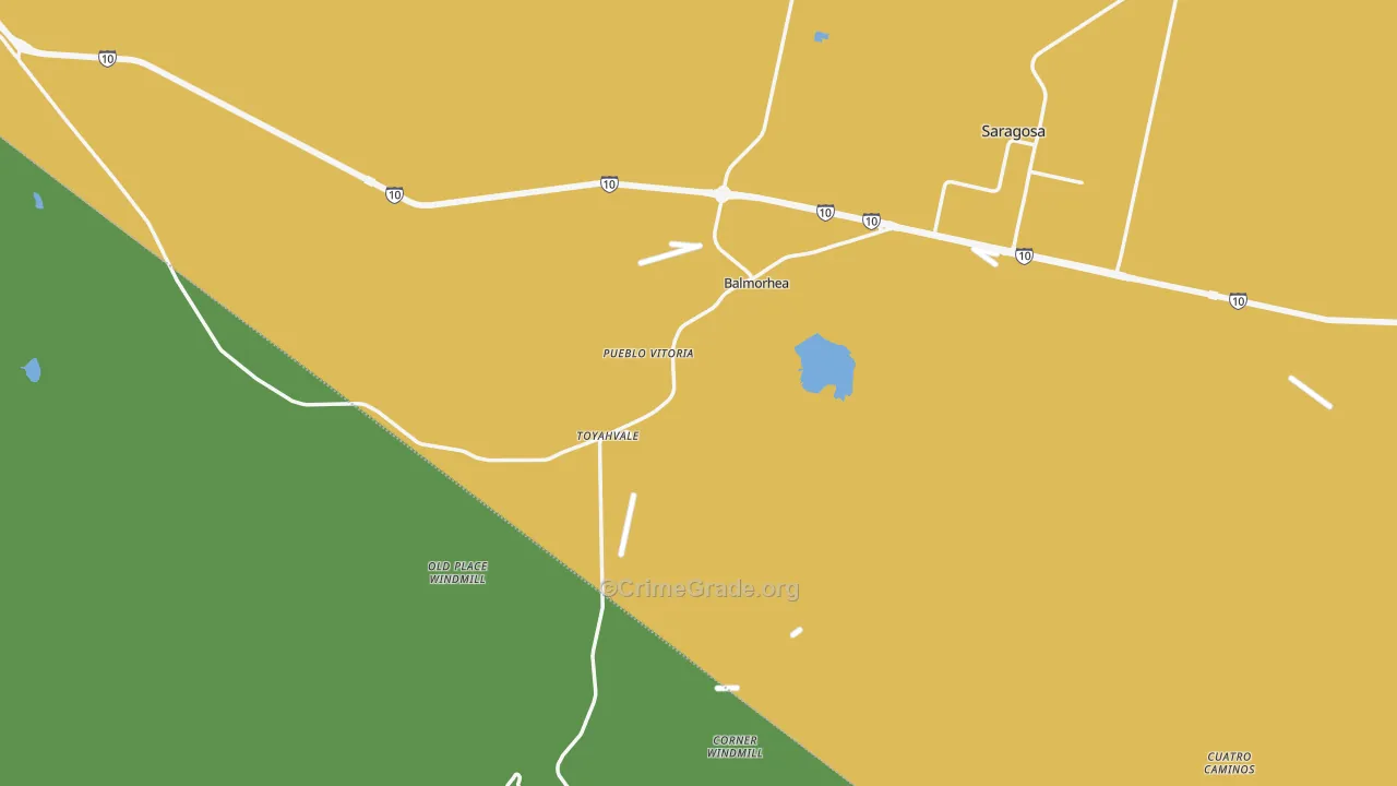 Balmorhea, TX Map of Vehicle Theft Rates
