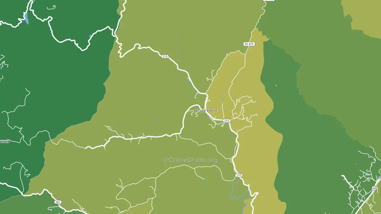 Balsam Grove, NC Map of Vehicle Theft Rates