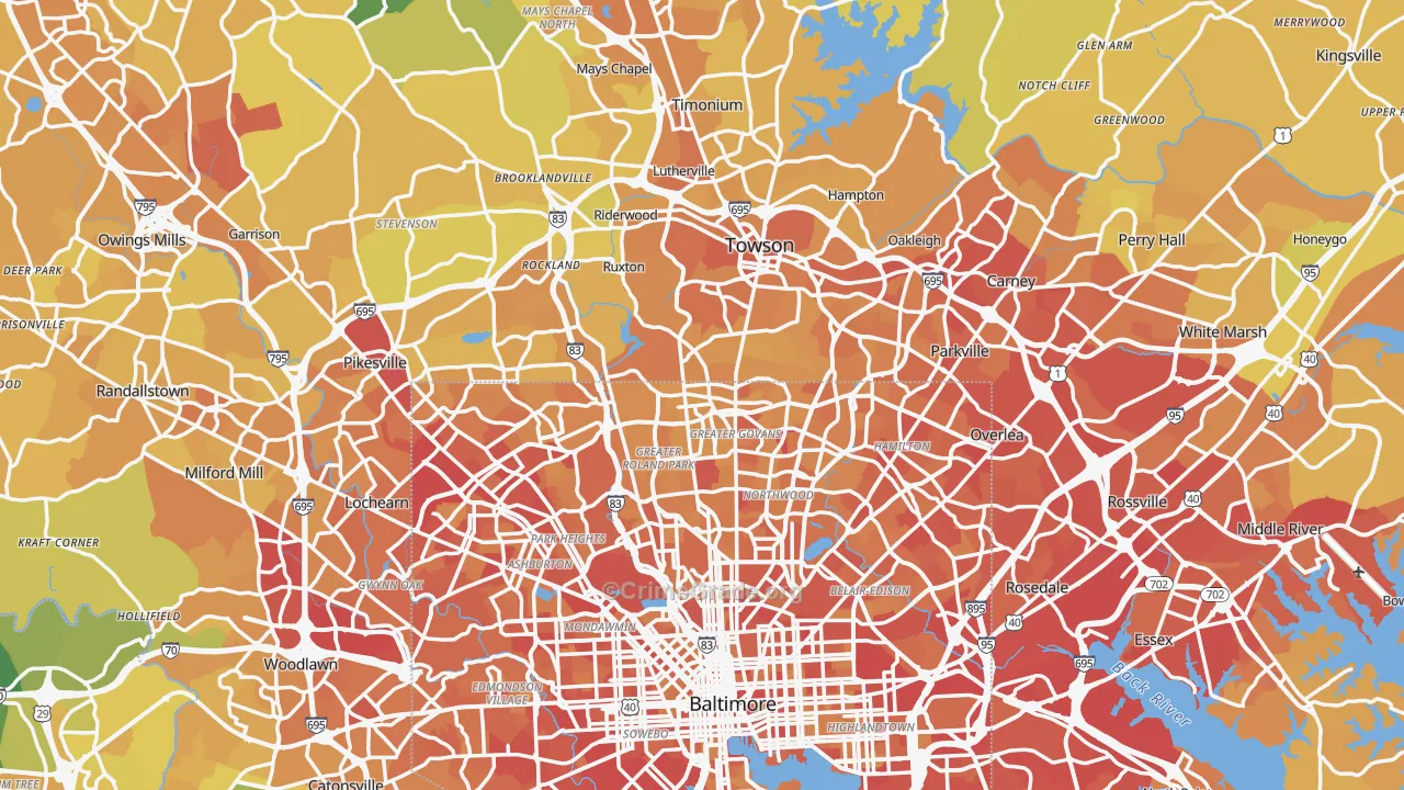 Baltimore County, MD Map of Vehicle Theft Rates