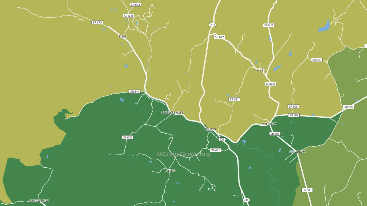 Banco, VA Map of Vehicle Theft Rates