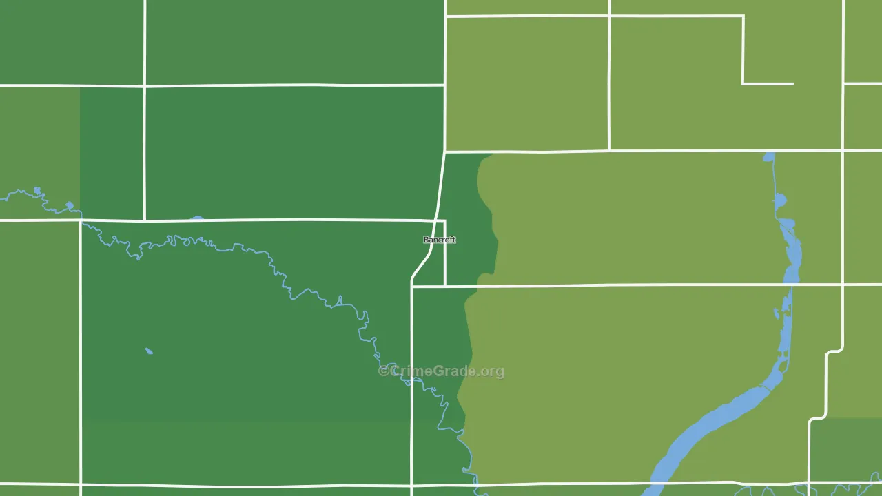 Bancroft, IA Map of Vehicle Theft Rates
