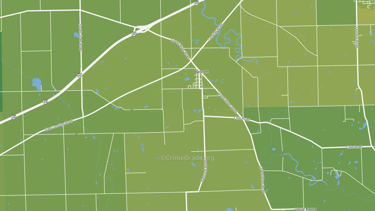 Bancroft, MI Map of Vehicle Theft Rates