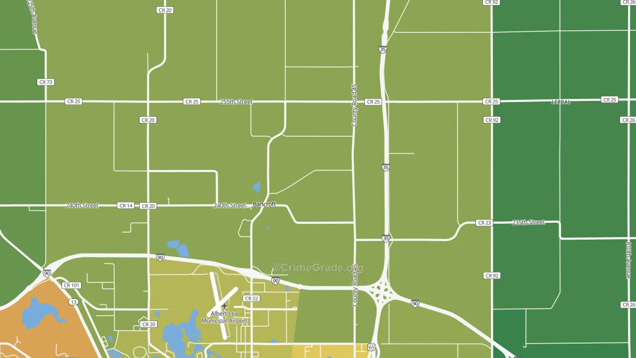 Bancroft, MN Map of Vehicle Theft Rates