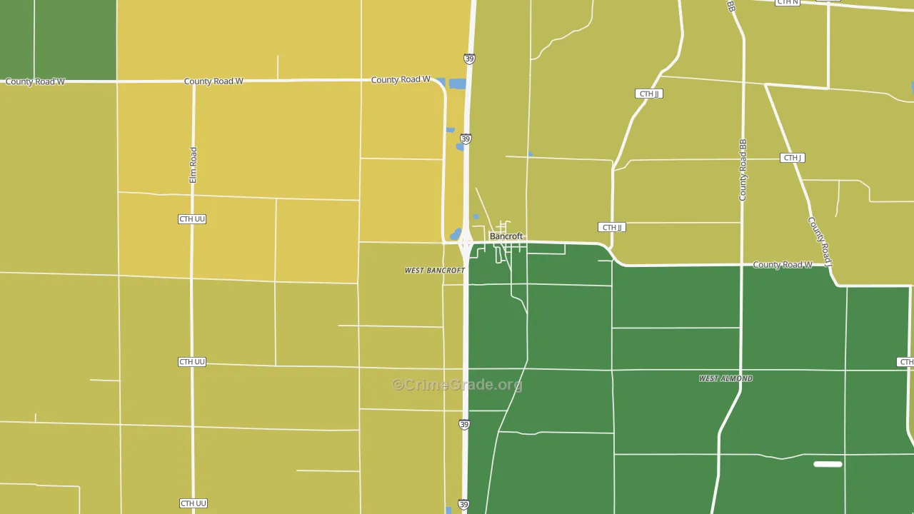 Bancroft, WI Map of Vehicle Theft Rates