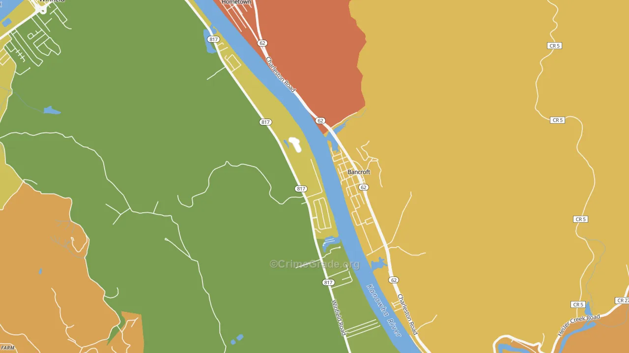 Bancroft, WV Map of Vehicle Theft Rates