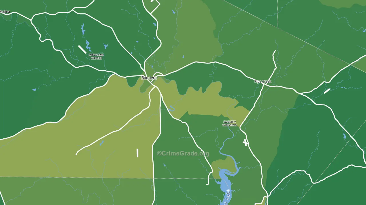 Bandera County, TX Map of Vehicle Theft Rates