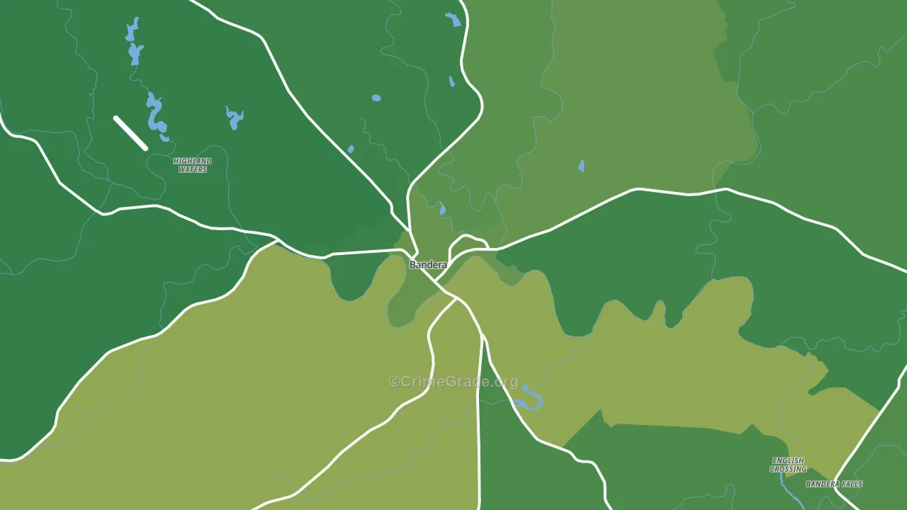 Bandera, TX Map of Vehicle Theft Rates