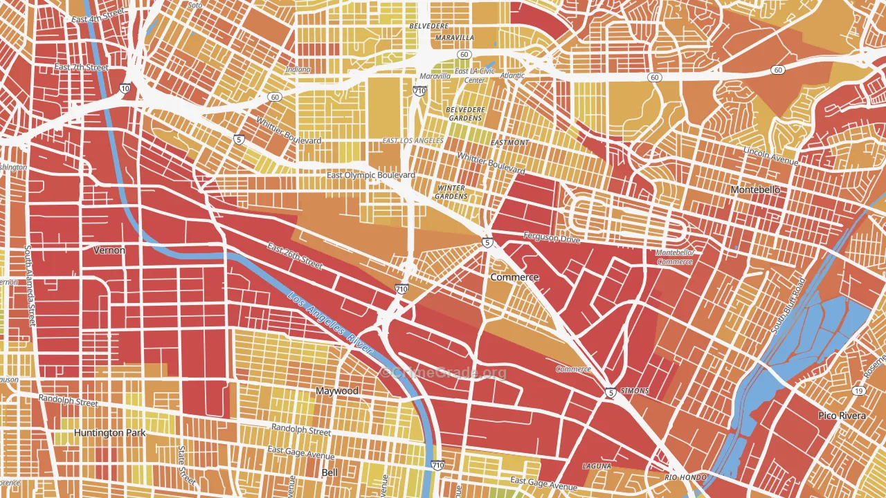 Bandini, Commerce, CA Map of Vehicle Theft Rates