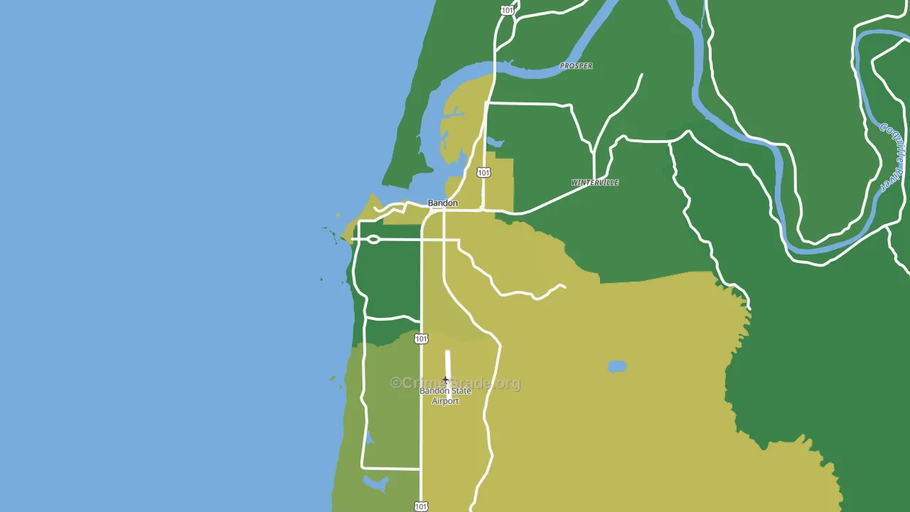 Bandon, OR Map of Vehicle Theft Rates
