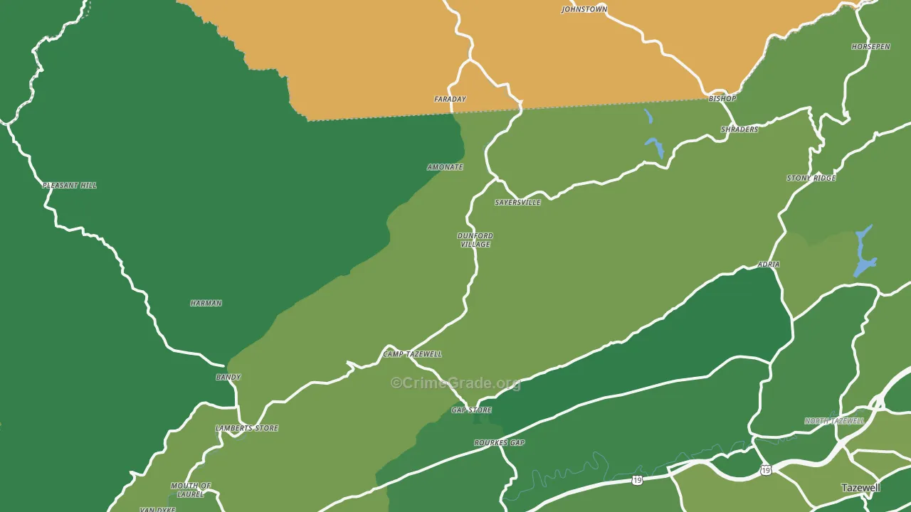 Bandy, VA Map of Vehicle Theft Rates