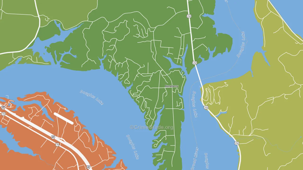 Baneberry, TN Map of Vehicle Theft Rates