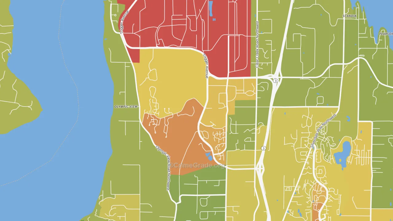 Bangor Base, WA Map of Vehicle Theft Rates