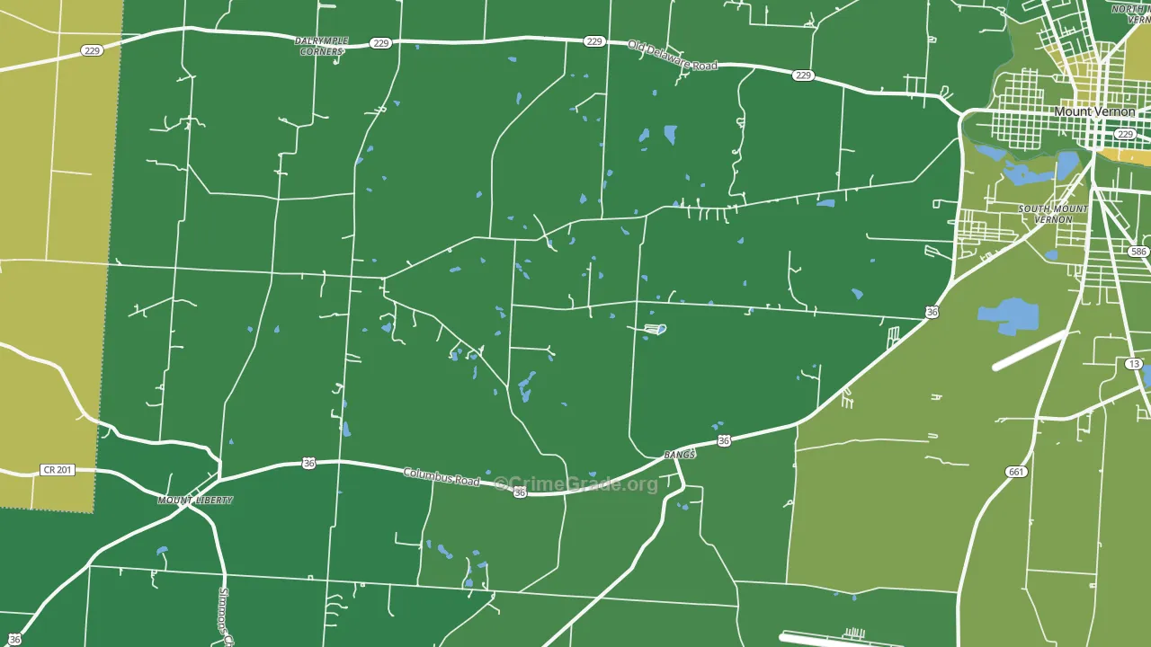 Bangs, OH Map of Vehicle Theft Rates