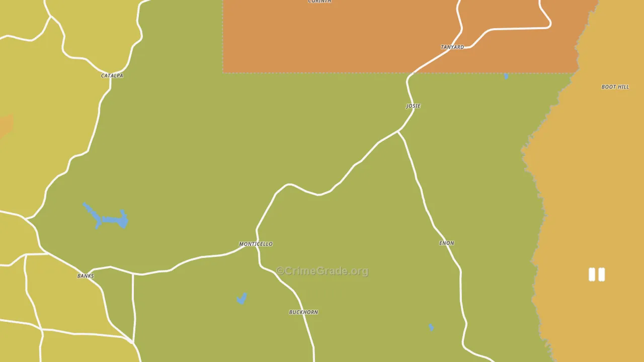 Banks, AL Map of Vehicle Theft Rates