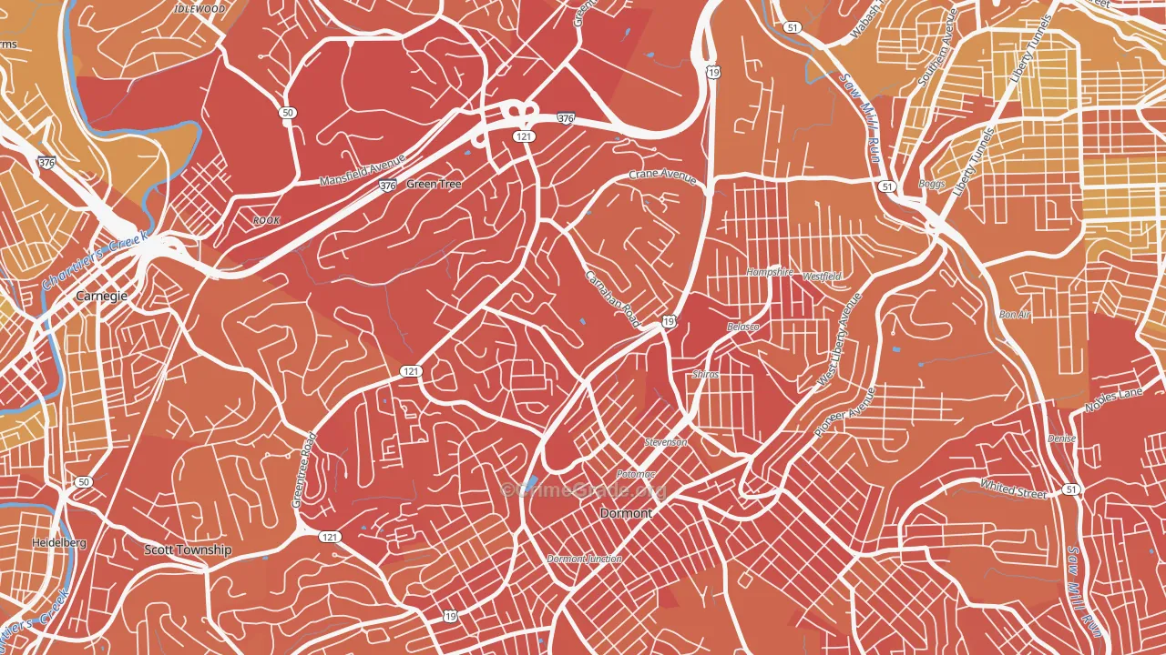 Banksville, Pittsburgh, PA Map of Vehicle Theft Rates
