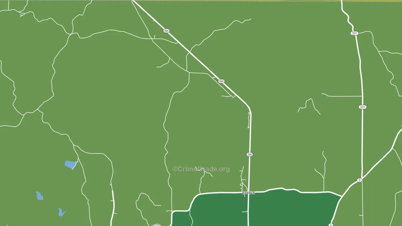 Banner, MS Map of Vehicle Theft Rates