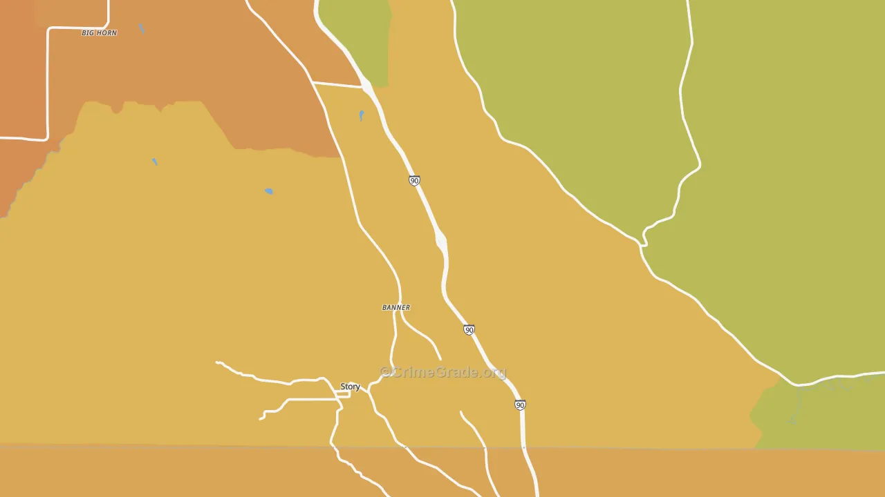 Banner, WY Map of Vehicle Theft Rates