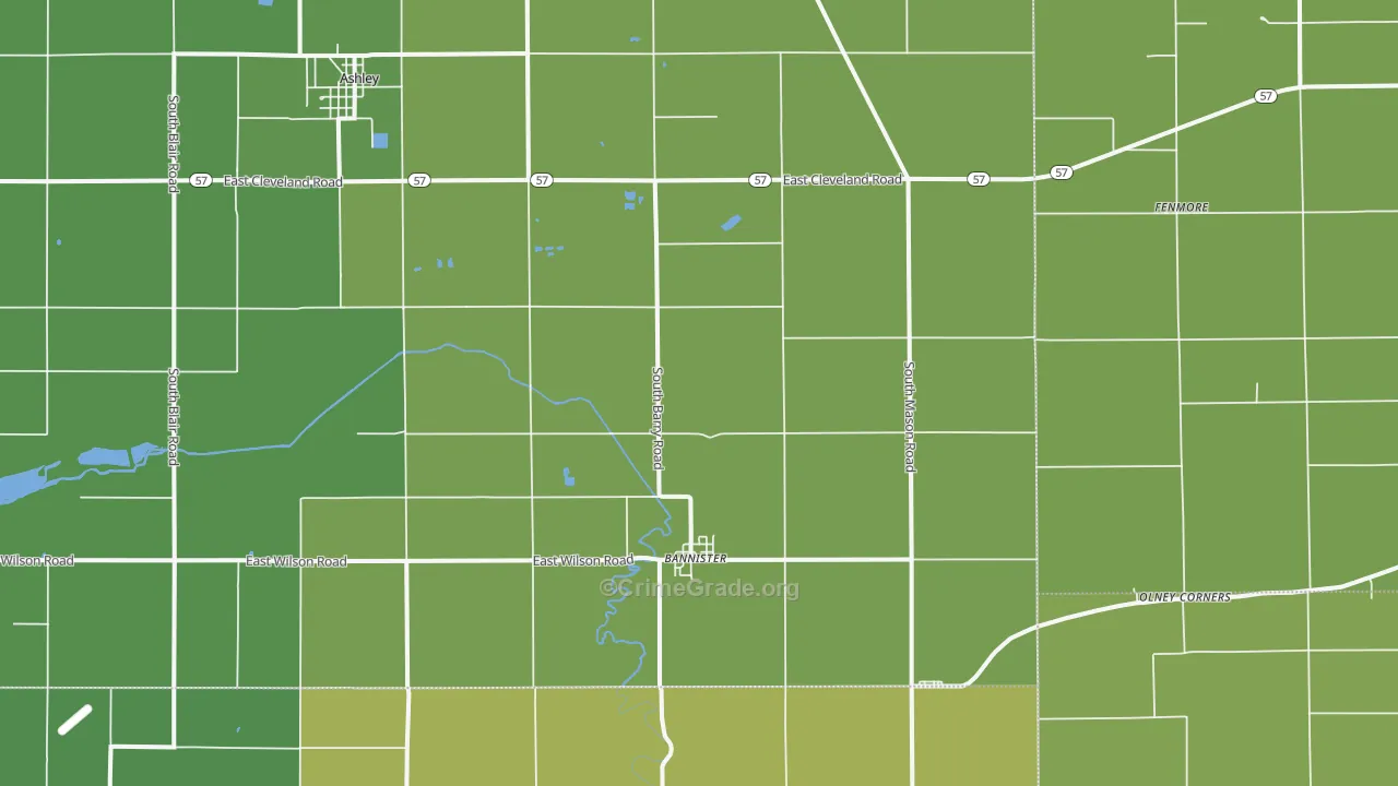 Bannister, MI Map of Vehicle Theft Rates