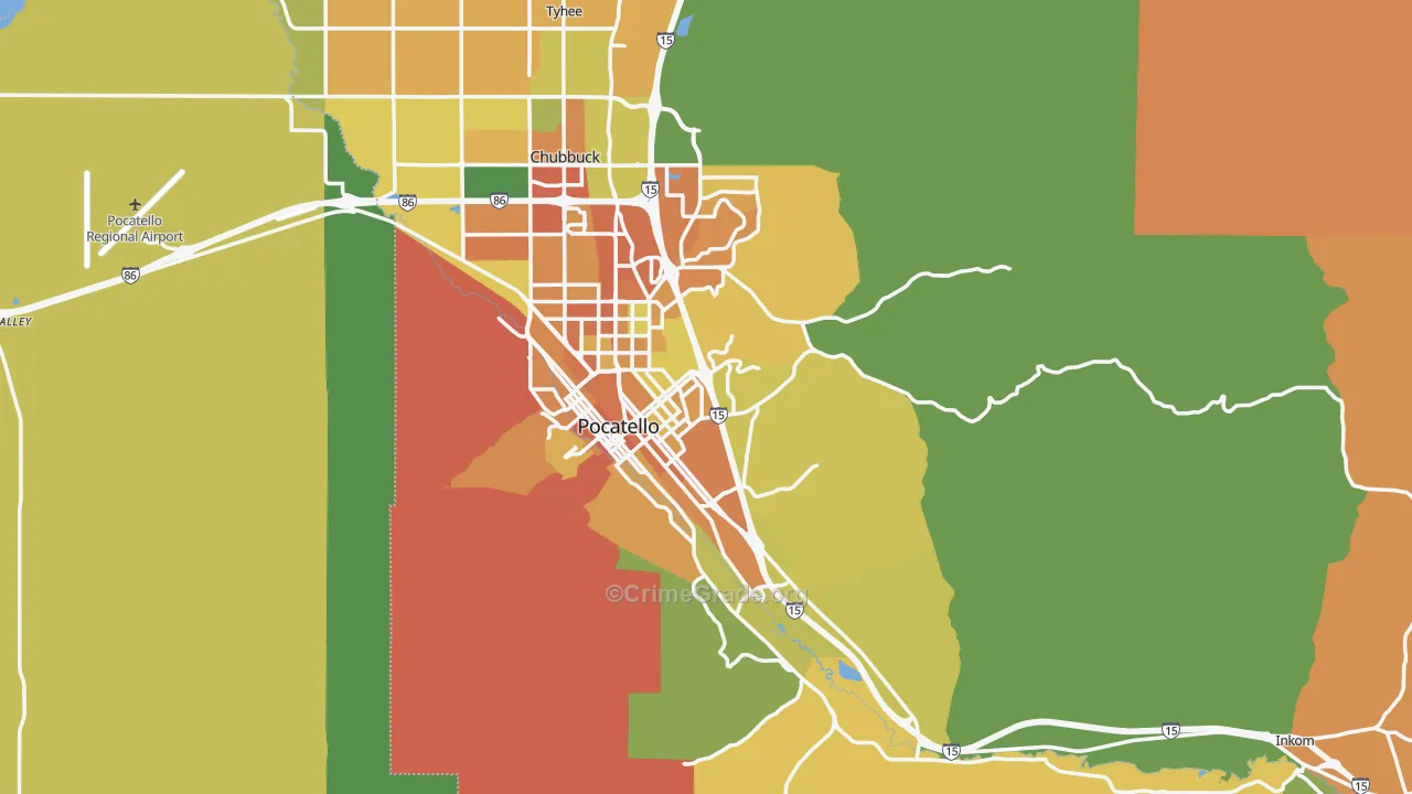 Bannock County, ID Map of Vehicle Theft Rates