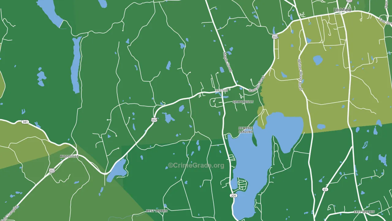 Bantam, CT Map of Vehicle Theft Rates