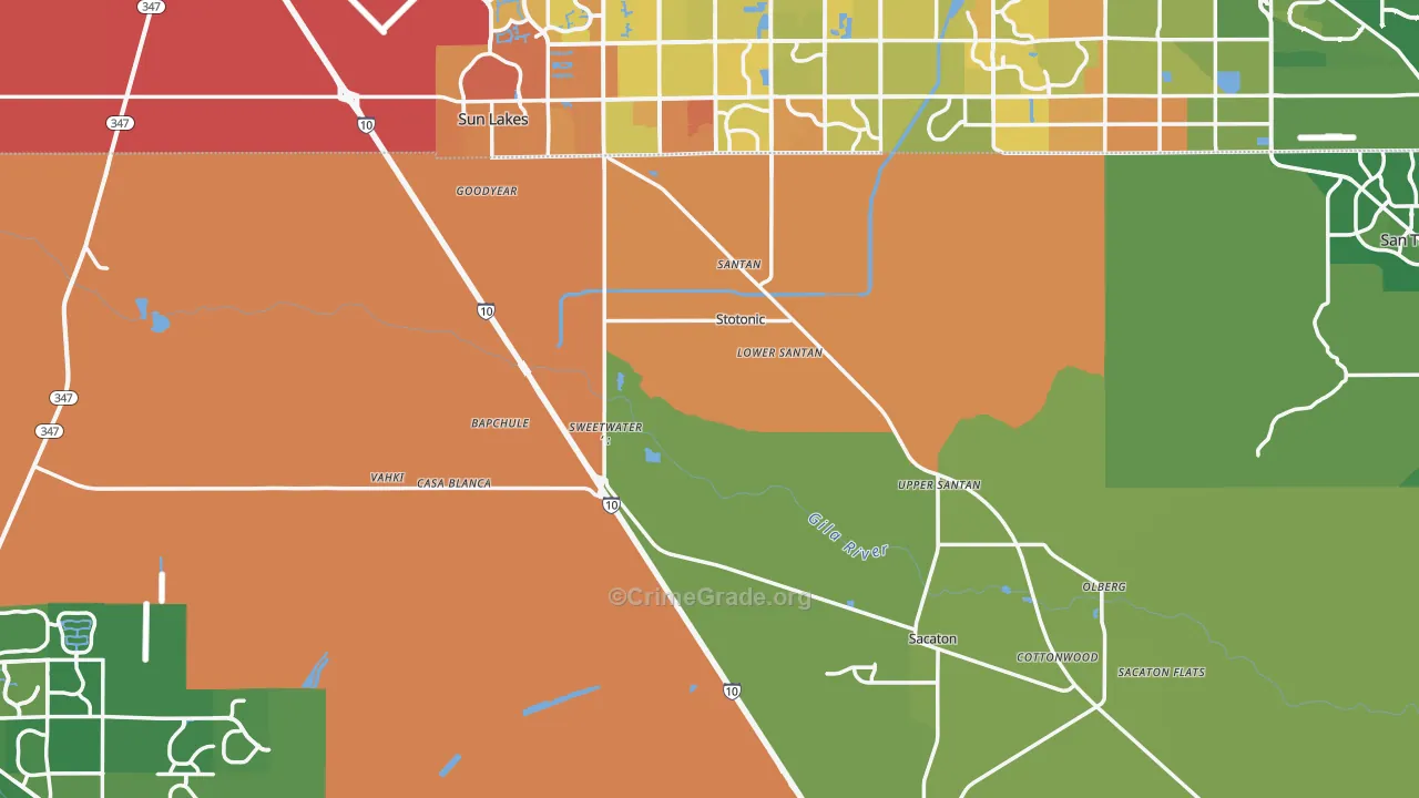 Bapchule, AZ Map of Vehicle Theft Rates