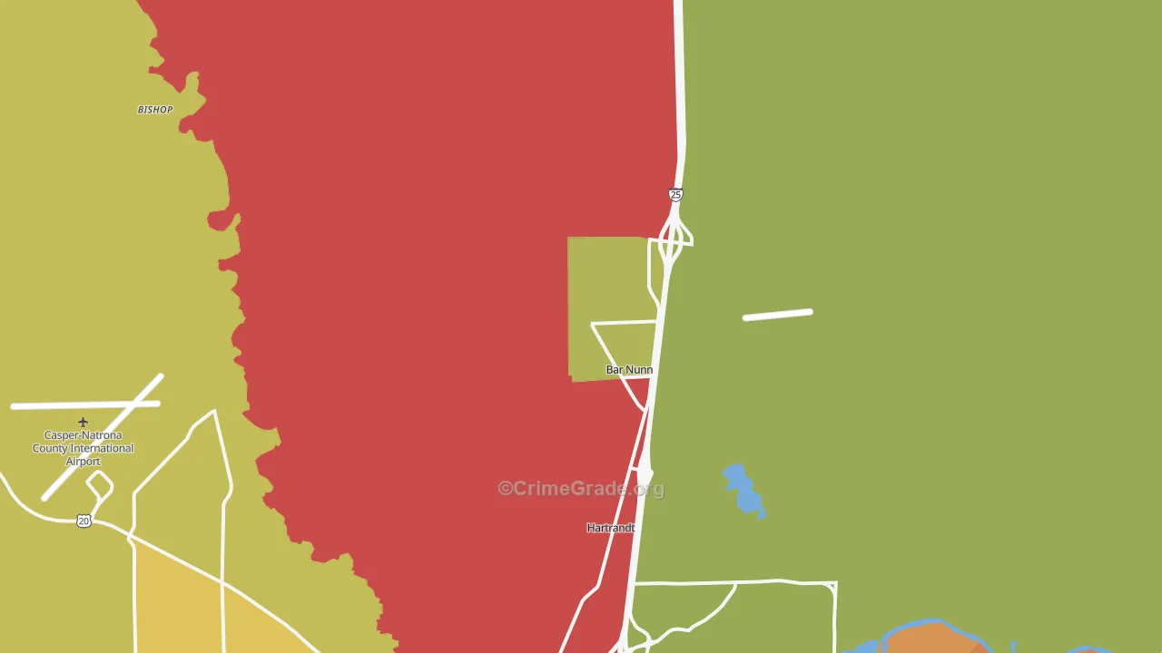 Bar Nunn, WY Map of Vehicle Theft Rates