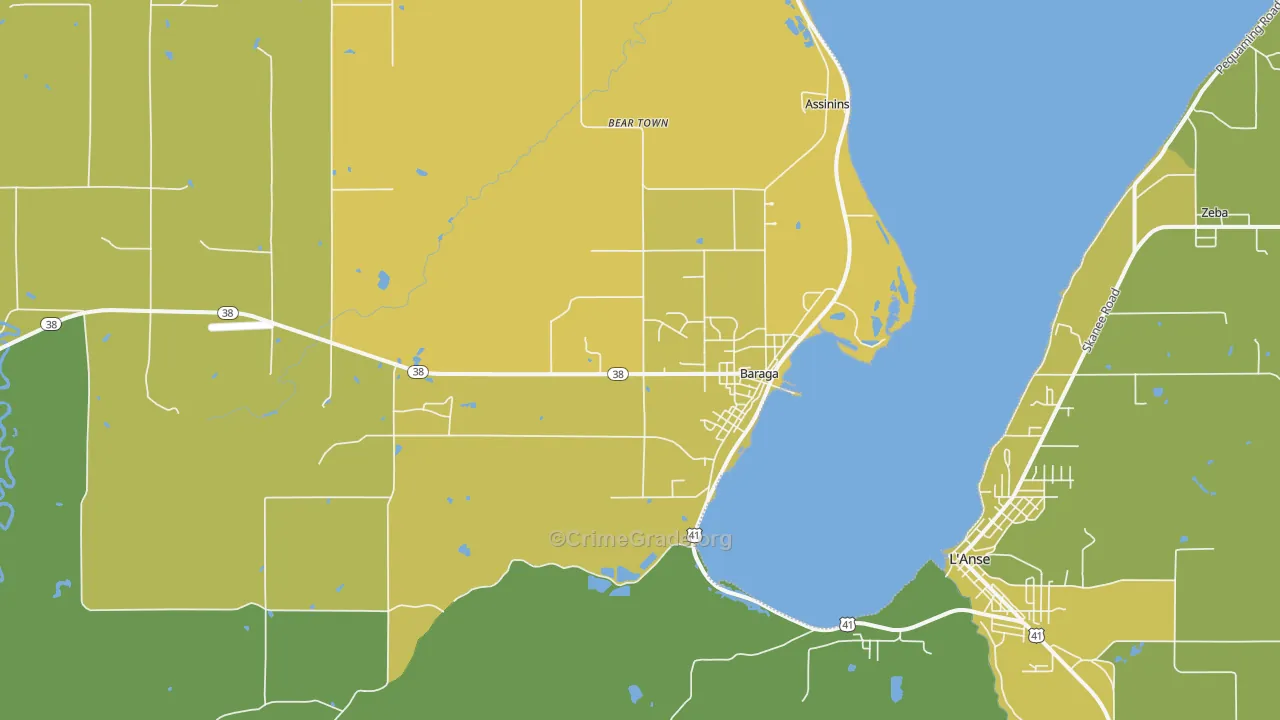 Baraga, MI Map of Vehicle Theft Rates