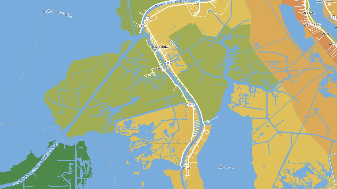 Barataria, LA Map of Vehicle Theft Rates