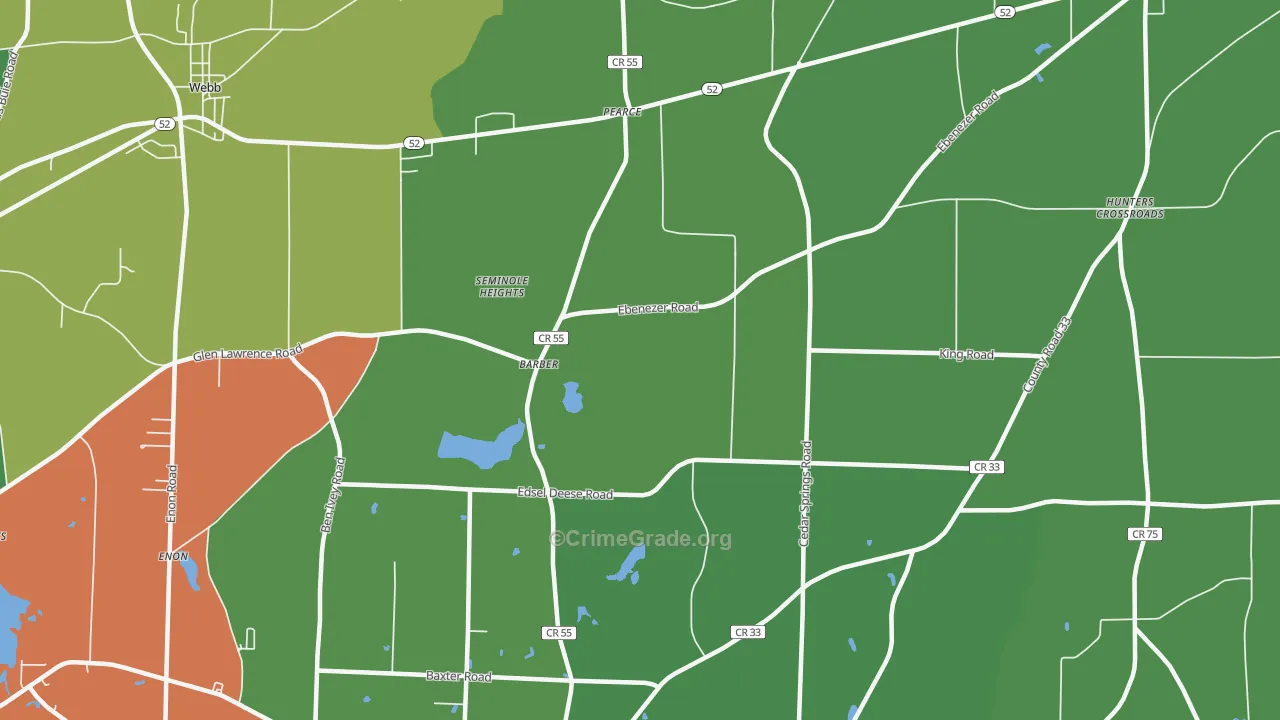 Barber, AL Map of Vehicle Theft Rates