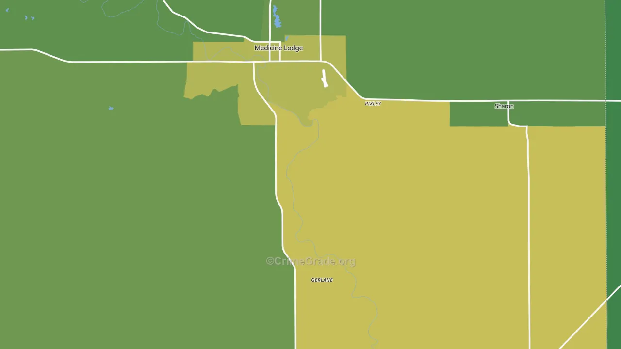 Barber County, KS Map of Vehicle Theft Rates