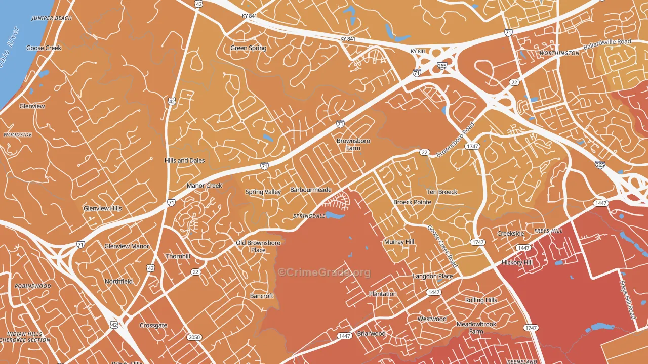 Barbourmeade, KY Map of Vehicle Theft Rates