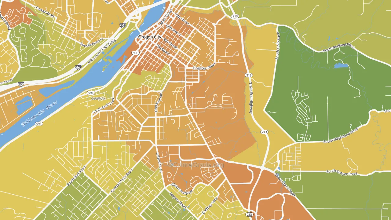 Barclay Hills, Oregon City, OR Map of Vehicle Theft Rates