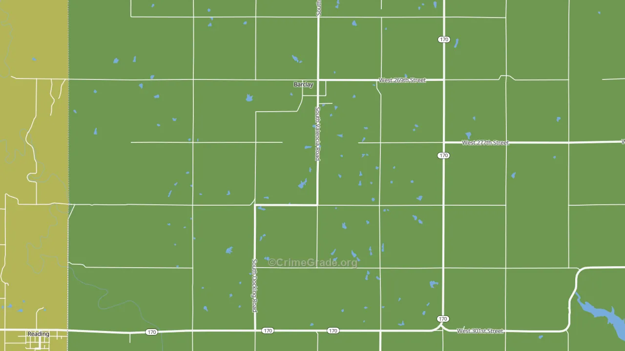 Barclay, KS Map of Vehicle Theft Rates