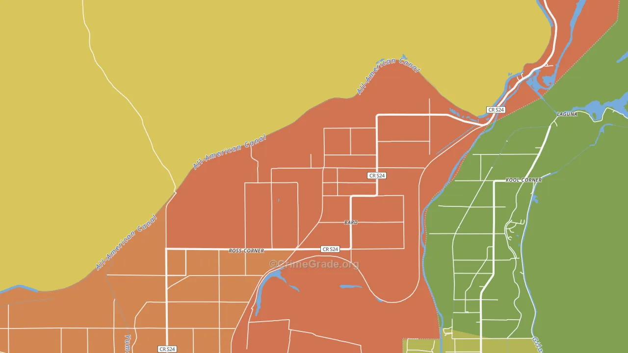 Bard, CA Map of Vehicle Theft Rates