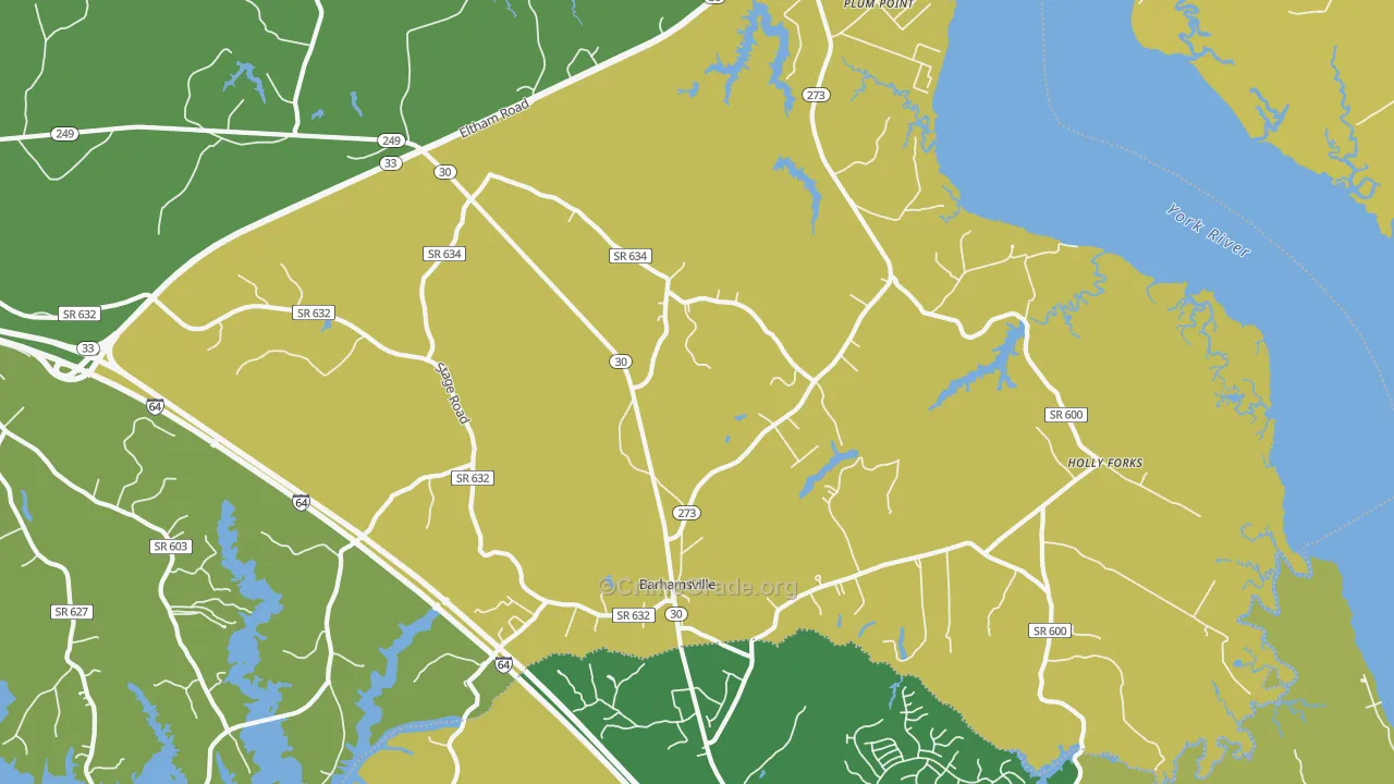 Barhamsville, VA Map of Vehicle Theft Rates