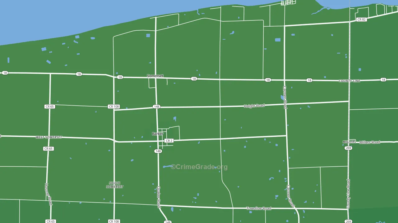 Barker, NY Map of Vehicle Theft Rates