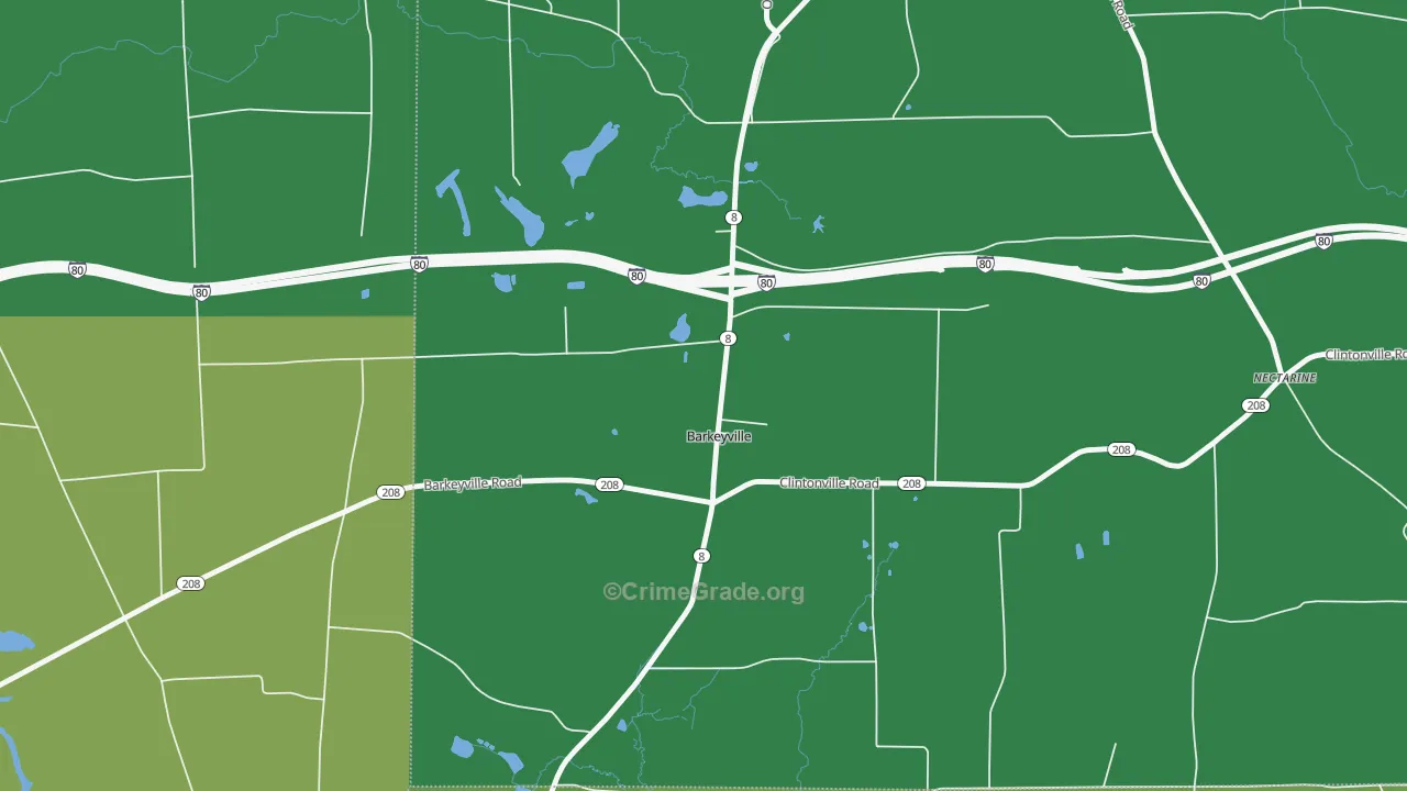 Barkeyville, PA Map of Vehicle Theft Rates