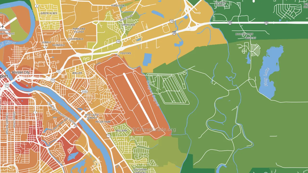 Barksdale Afb, LA Map of Vehicle Theft Rates