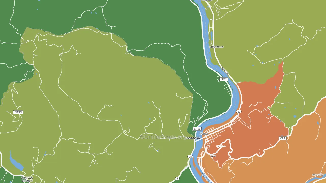Barksdale, WV Map of Vehicle Theft Rates