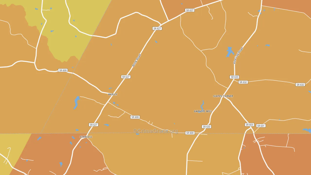 Barley, VA Map of Vehicle Theft Rates